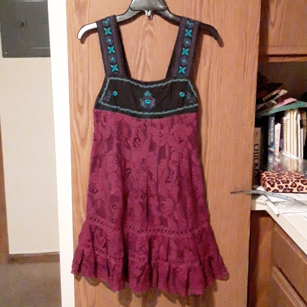 Free People embroidered lace ruffle dress 4
